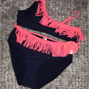 Coral Tropics Girls One Shoulder Bikini